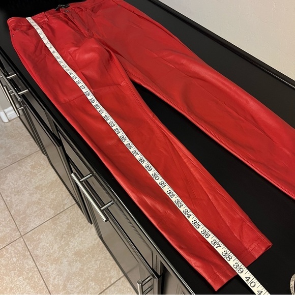 Guess faux leather vegan casual chino pant, red, sz 8, stretchy, NWOT - Picture 12 of 16